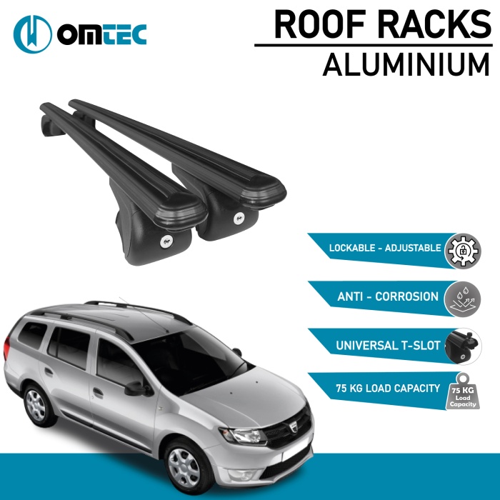 Bare Transversale Dacia Logan Mcv [2006-2013] Omtec Aluminiu - Negru - imagine 2