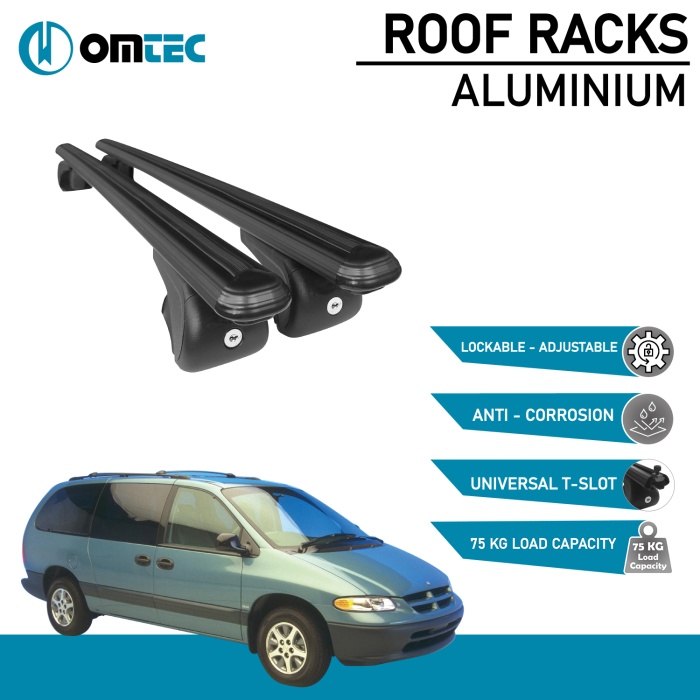 Bare Transversale Dodge Grand Caravan [1996-2000] Omtec Aluminiu - Negru - imagine 2