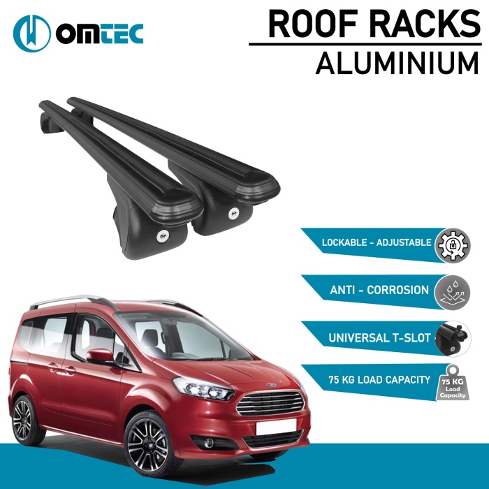 Bare Transversale Ford Courier [2014 ->] Omtec Aluminiu - Negru - imagine 2