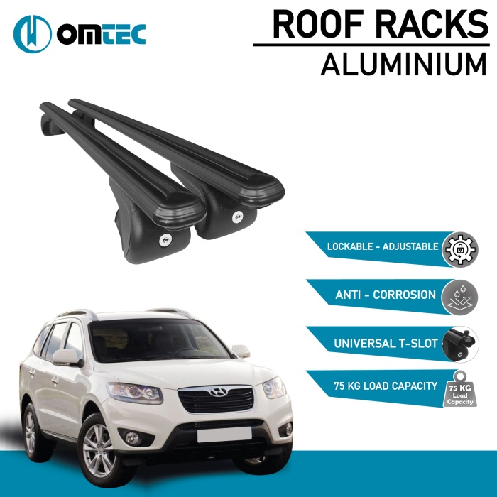 Bare Transversale Hyundai Santa Fe [2005-2012] Omtec Aluminiu - Negru - imagine 2