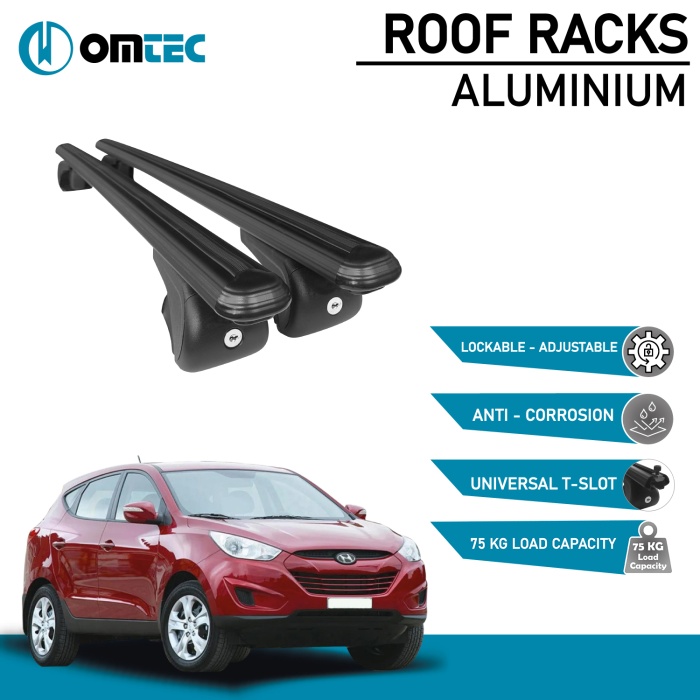 Bare Transversale Hyundai Ix35 [2010-2015] Omtec Aluminiu - Negru - imagine 2