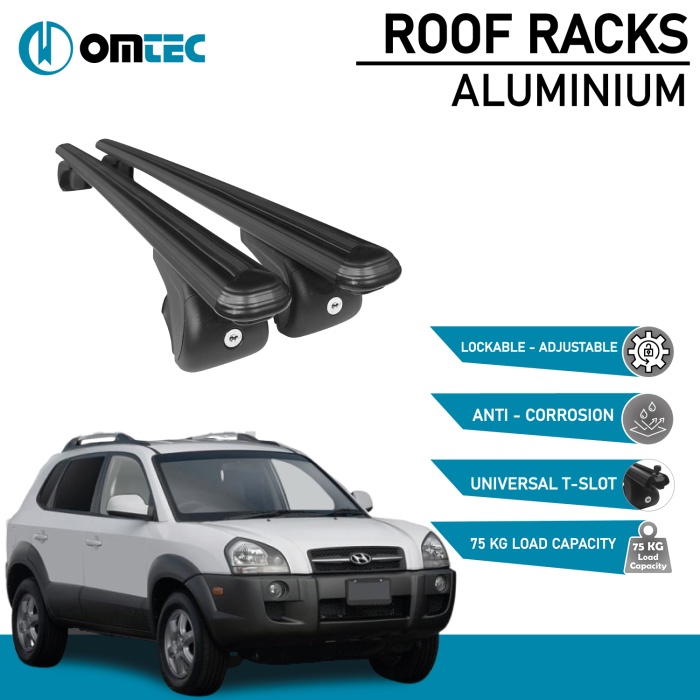 Bare Transversale Hyundai Tucson [2004-2010] Omtec Aluminiu - Negru - imagine 2