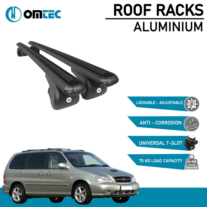 Bare Transversale Kia Carnival [1998-2005] Omtec Aluminiu - Negru - imagine 2