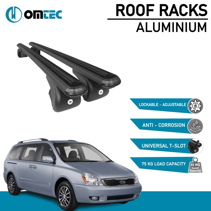 Bare Transversale Kia Carnival [2005-2014] Omtec Aluminiu - Negru - imagine 2