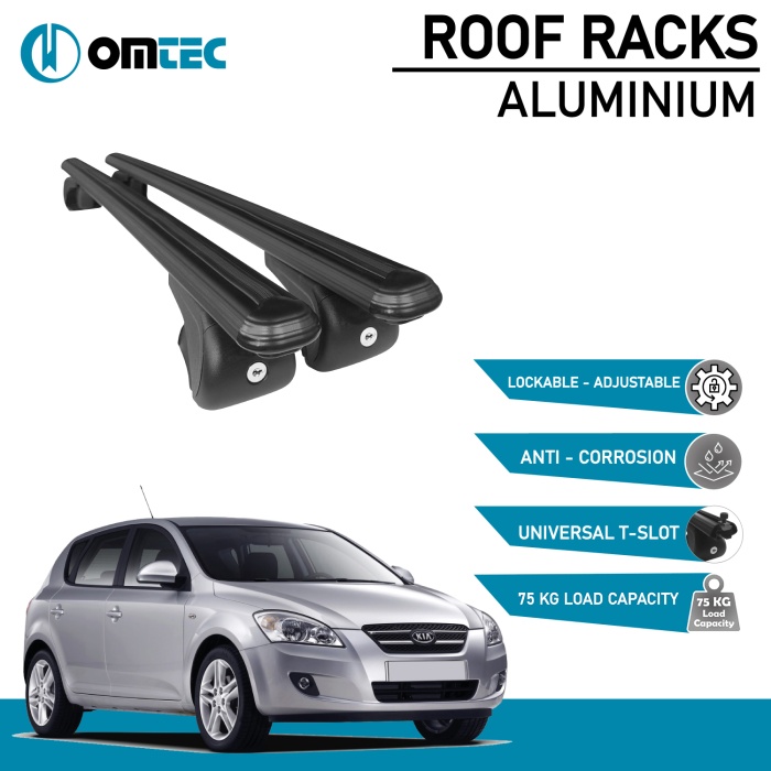 Bare Transversale Kia Ceed [2006-2012] Omtec Aluminiu - Negru - imagine 2