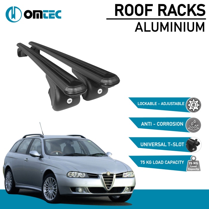 Bare Transversale Alfa Romeo 156 Crosswagon [2004-2007] Omtec Aluminiu - Negru - imagine 2