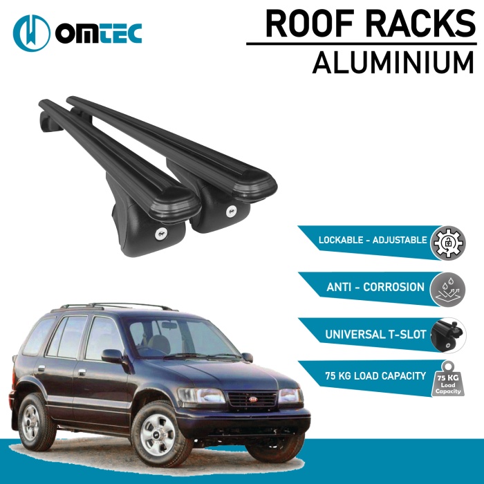 Bare Transversale Kia Sportage [1993-2004] Omtec Aluminiu - Negru - imagine 2
