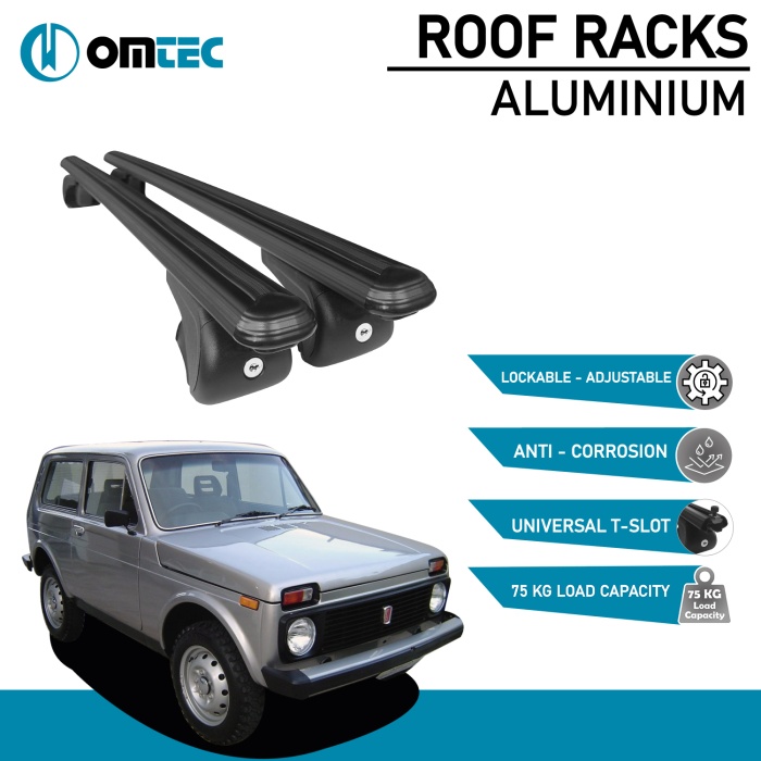 Bare Transversale Lada Nova [1984-2012] Omtec Aluminiu - Negru - imagine 2