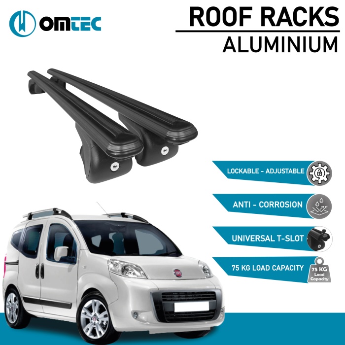 Bare Transversale Fiat Fiorino/Qubo [2008 ->] Omtec Aluminiu - Negru - imagine 2