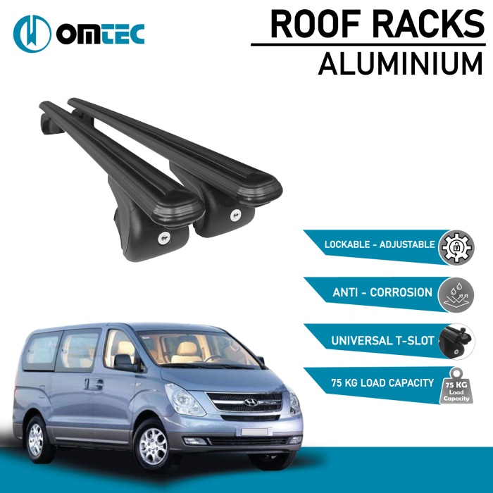 Bare Transversale Hyundai Imax [2007 ->] Omtec Aluminiu - Negru - imagine 2