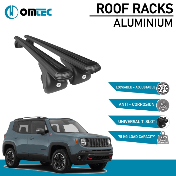 Bare Transversale Jeep Renegade [2015 ->] Omtec Aluminiu - Negru - imagine 2