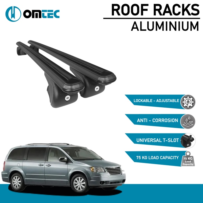 Bare Transversale Chrysler Voyager [2008-2016] Omtec Aluminiu - Negru - imagine 2