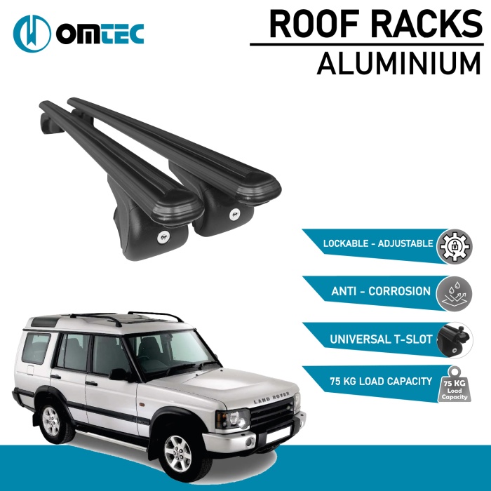 Bare Transversale Land Rover Discovery [1998-2004] Omtec Aluminiu - Negru - imagine 2