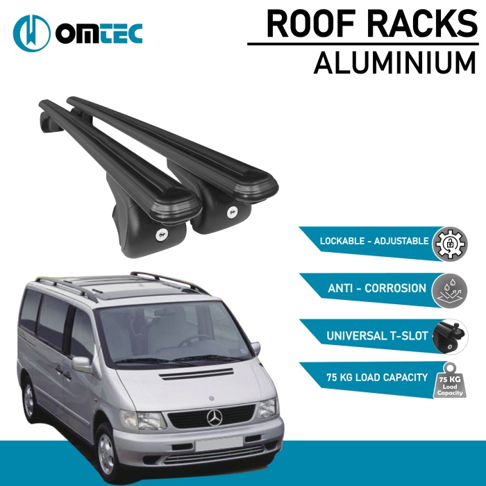 Bare Transversale Mercedes V-Class [1996-2003] Omtec Aluminiu - Negru - imagine 2