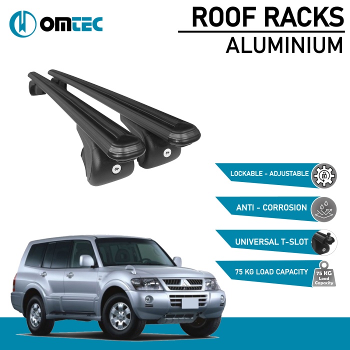 Bare Transversale Mitsubishi Montero [1999-2006] Omtec Aluminiu - Negru - imagine 2