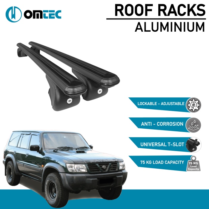 Bare Transversale Nissan Patrol [1997-2009] Omtec Aluminiu - Negru - imagine 2