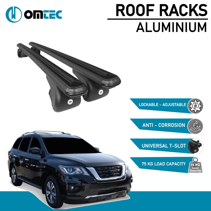 Bare Transversale Nissan Pathfinder [2013-2021] Omtec Aluminiu - Negru - imagine 2