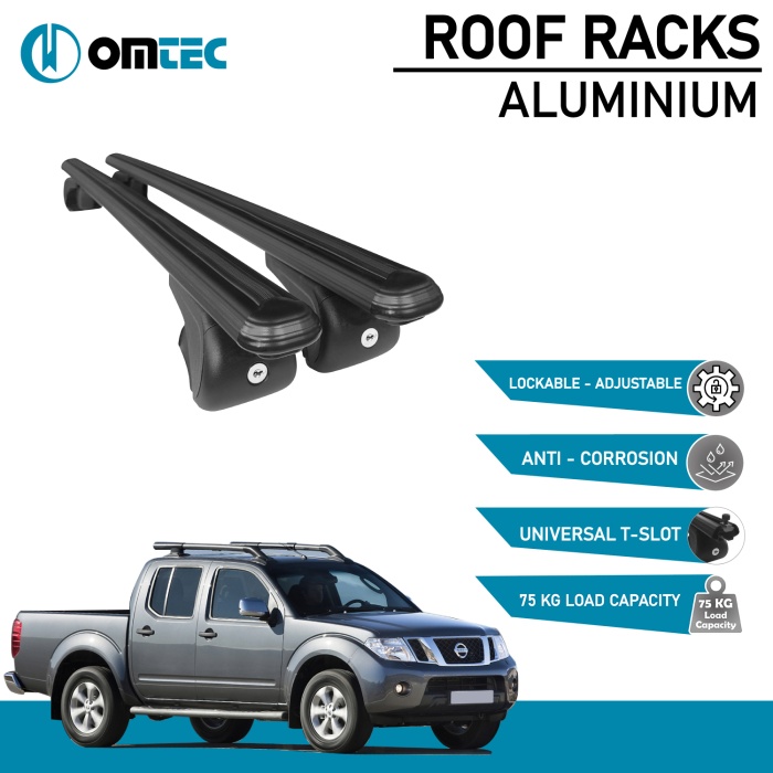 Bare Transversale Nissan Navara [2005-2015] Omtec Aluminiu - Negru - imagine 2