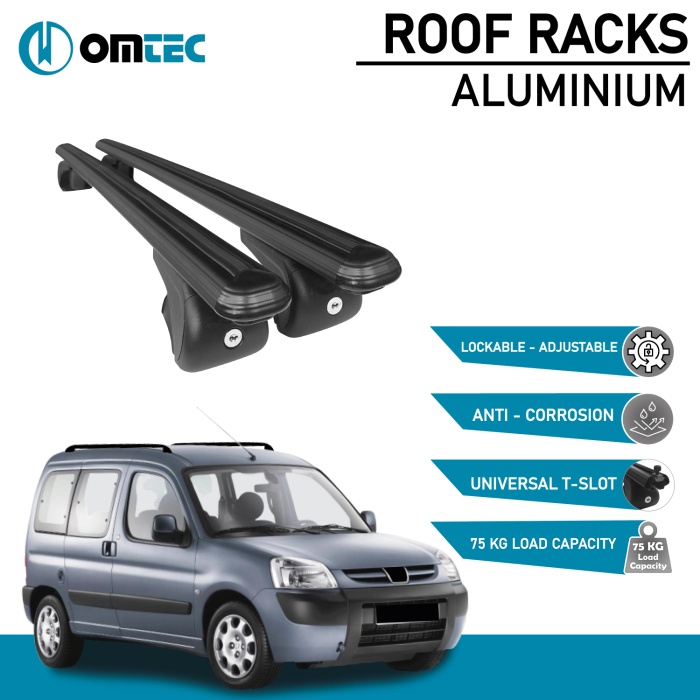 Bare Transversale Peugeot Partner Tepee [2008-2018] Omtec Aluminiu - Negru - imagine 2