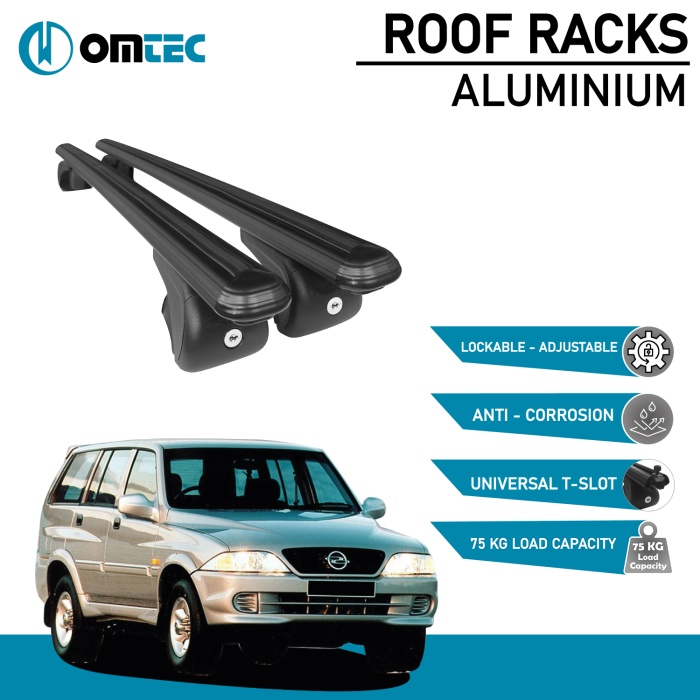 Bare Transversale Ssangyong Musso [1993-2005] Omtec Aluminiu - Negru - imagine 2