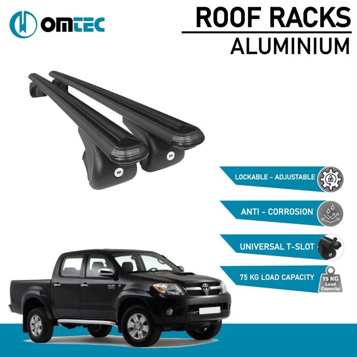 Bare Transversale Toyota Hilux [2005-2015] Omtec Aluminiu - Negru - imagine 2