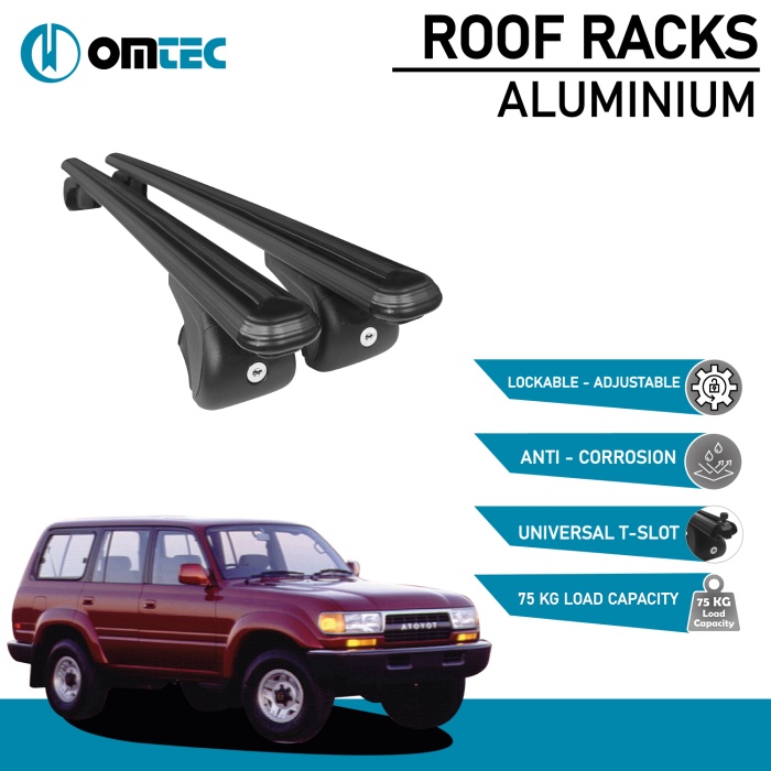 Bare Transversale Toyota Land Cruiser [1990-1997] Omtec Aluminiu - Negru - imagine 2