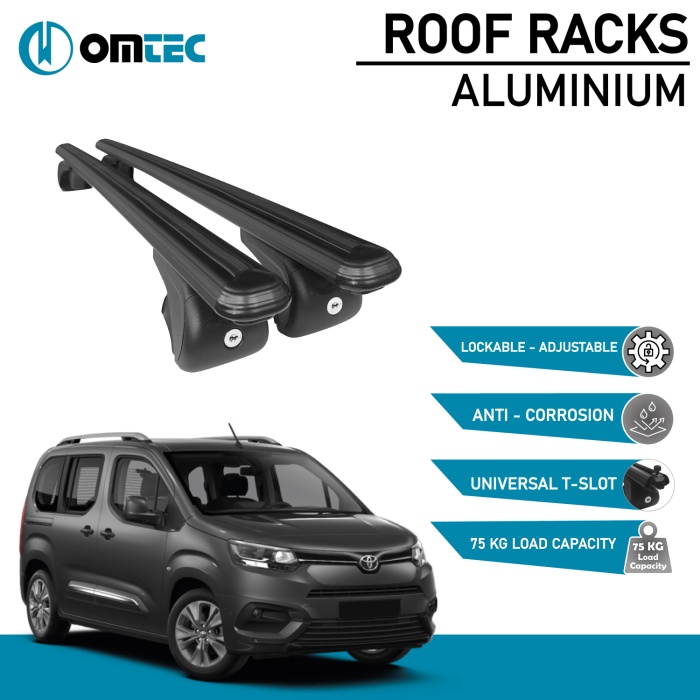 Bare Transversale Toyota Proace City [2019 ->] Omtec Aluminiu - Negru - imagine 2