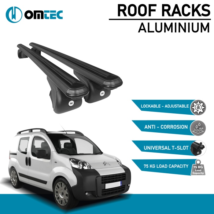 Bare Transversale Citroen Nemo [2008-2016] Omtec Aluminiu - Negru - imagine 2