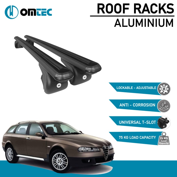 Bare Transversale Alfa Romeo 156 Sportswagon Q4 [2000-2007] Omtec Aluminiu - Negru - imagine 2