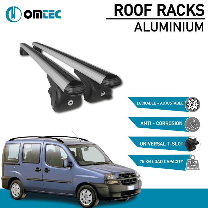 Bare Transversale Fiat Doblo [2000-2010] Omtec Aluminiu - Argintiu - imagine 2