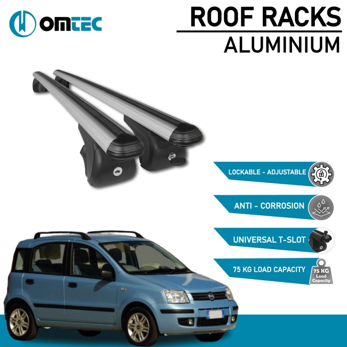 Bare Transversale Fiat Panda [2003-2012] Omtec Aluminiu - Argintiu - imagine 2