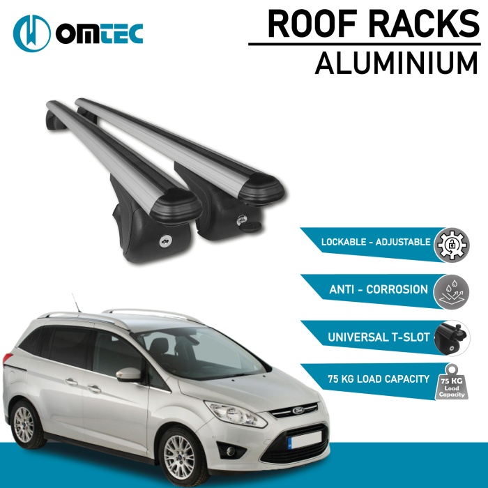 Bare Transversale Ford Grand C-Max [2010-2019] Omtec Aluminiu - Argintiu - imagine 2