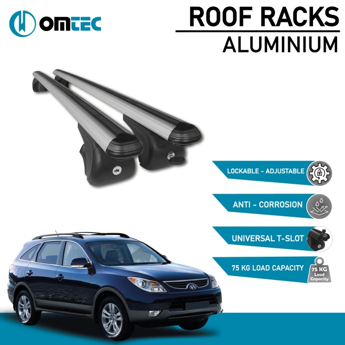 Bare Transversale Hyundai Ix55 [2007-2015] Omtec Aluminiu - Argintiu - imagine 2