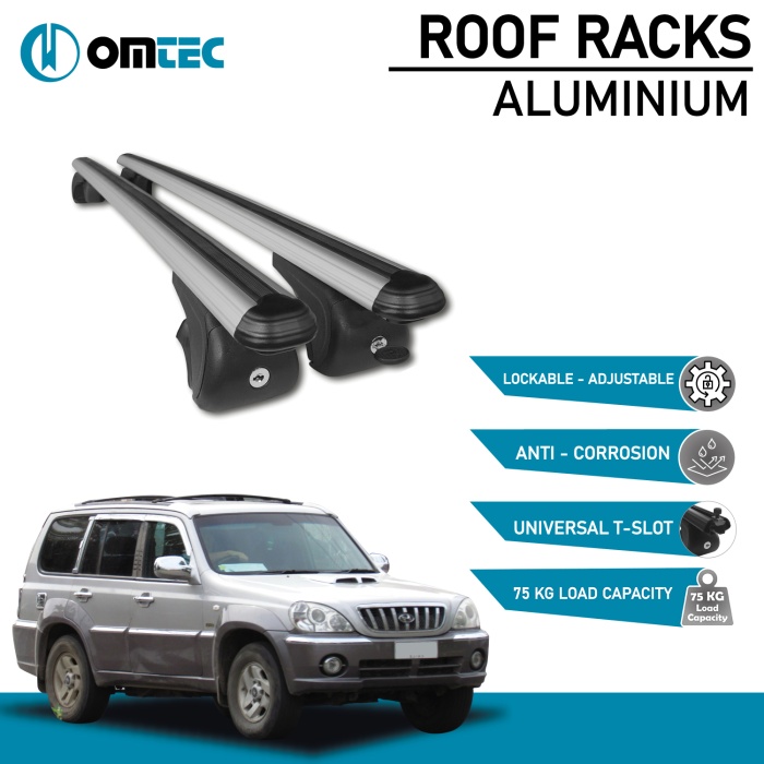 Bare Transversale Hyundai Terracan [2002-2008] Omtec Aluminiu - Argintiu - imagine 2