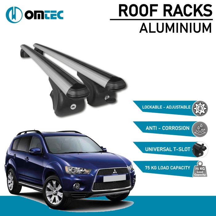 Bare Transversale Mitsubishi Outlander [2006-2012] Omtec Aluminiu - Argintiu - imagine 2
