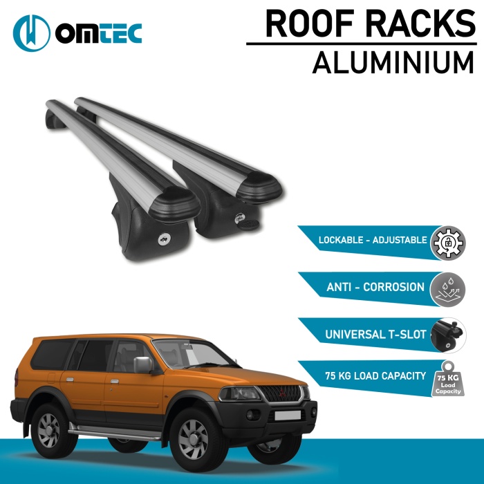 Bare Transversale Mitsubishi Pajero Sport [1996-2008] Omtec Aluminiu - Argintiu - imagine 2