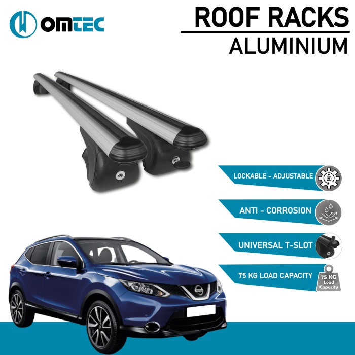 Bare Transversale Nissan Qashqai [2014-2021] Omtec Aluminiu - Argintiu - imagine 2