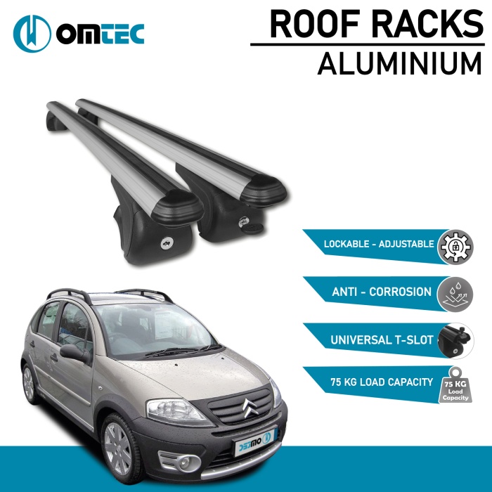 Bare Transversale Citroen C3 Xtr [2002-2009] Omtec Aluminiu - Argintiu - imagine 2