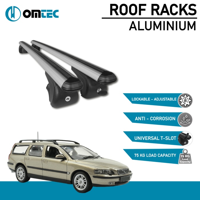 Bare Transversale Volvo V70 [2000-2007] Omtec Aluminiu - Argintiu - imagine 2