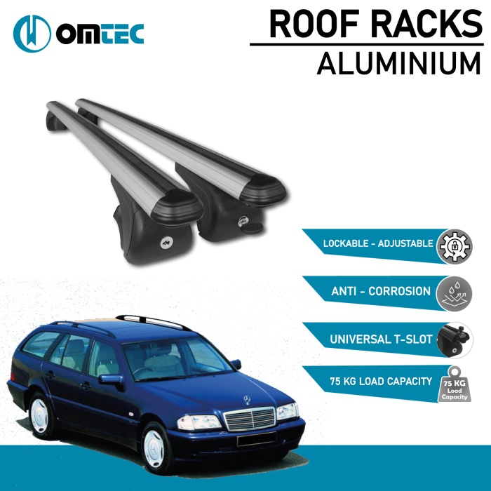 Bare Transversale Mercedes C Class [1996-2002] Omtec Aluminiu - Argintiu - imagine 2