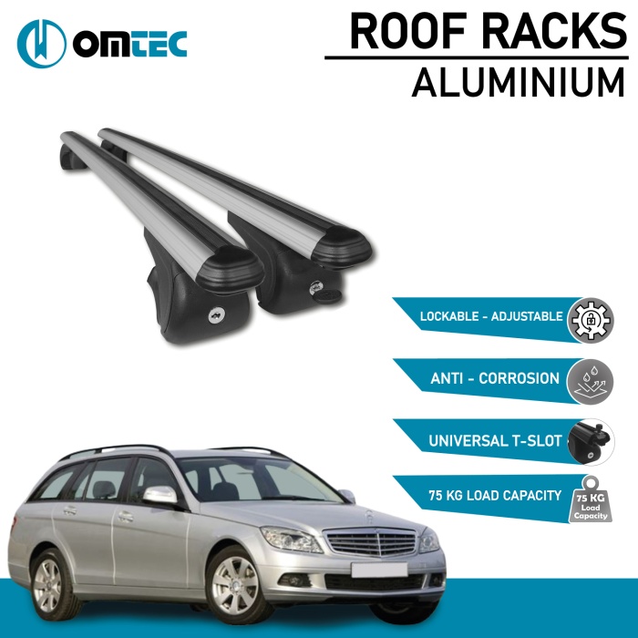 Bare Transversale Mercedes C Class [2008-2014] Omtec Aluminiu - Argintiu - imagine 2