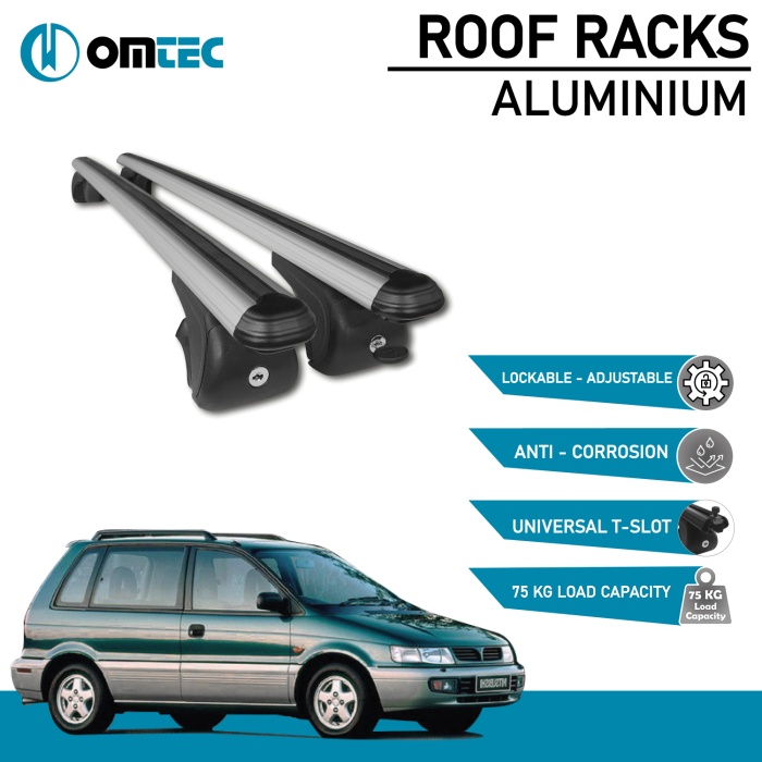 Bare Transversale Mitsubishi Space Runner [1991-2001] Omtec Aluminiu - Argintiu - imagine 2