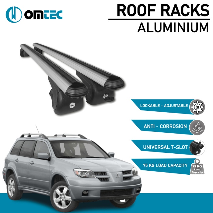 Bare Transversale Mitsubishi Outlander [2001-2006] Omtec Aluminiu - Argintiu - imagine 2
