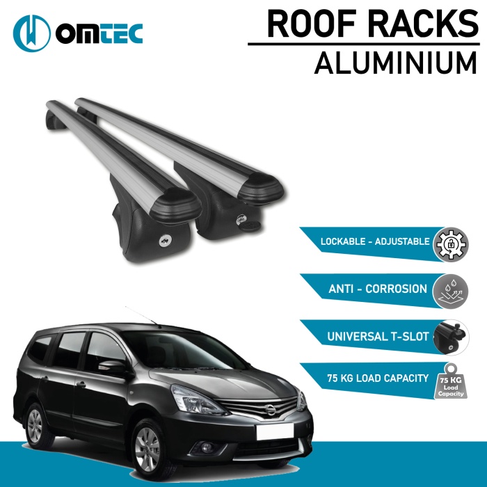 Bare Transversale Nissan Grand Livina [2006-2019] Omtec Aluminiu - Argintiu - imagine 2