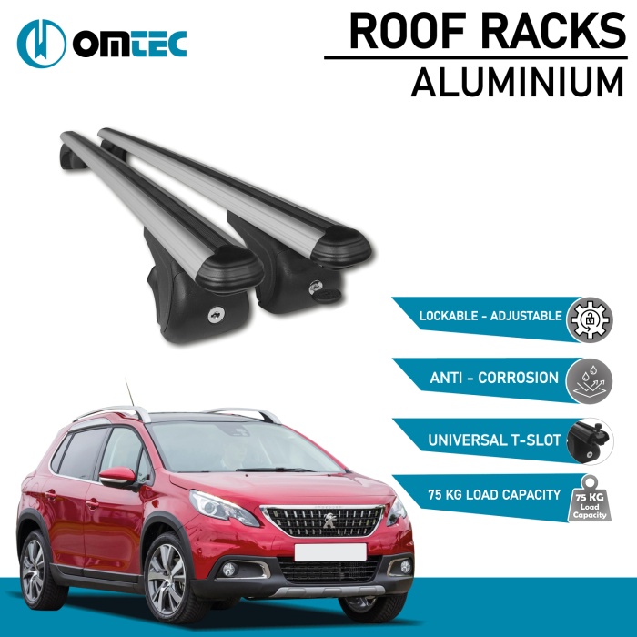 Bare Transversale Peugeot 2008 [2013-2020] Omtec Aluminiu - Argintiu - imagine 2