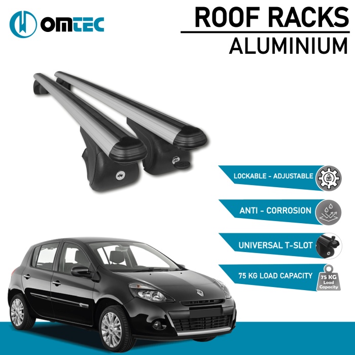 Bare Transversale Renault Clio [2006-2012] Omtec Aluminiu - Argintiu - imagine 2