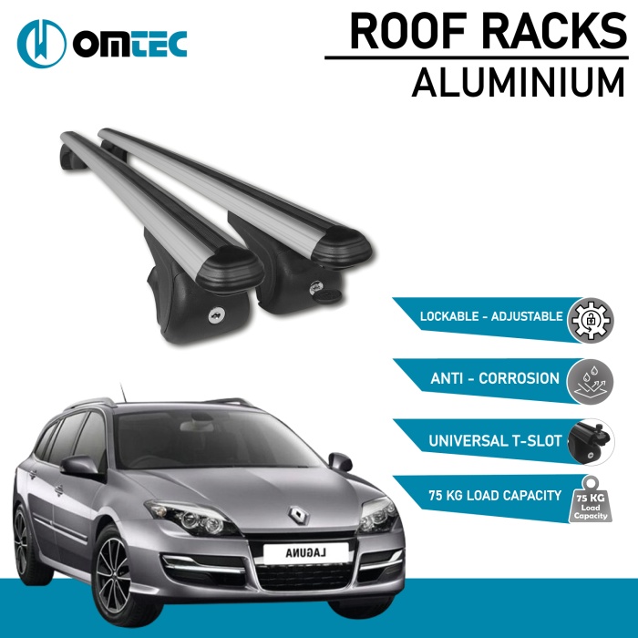 Bare Transversale Renault Laguna [2008-2015] Omtec Aluminiu - Argintiu - imagine 2