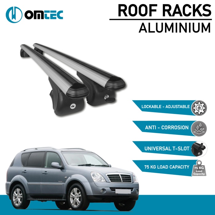 Bare Transversale Ssangyong Rexton [2006-2012] Omtec Aluminiu - Argintiu - imagine 2