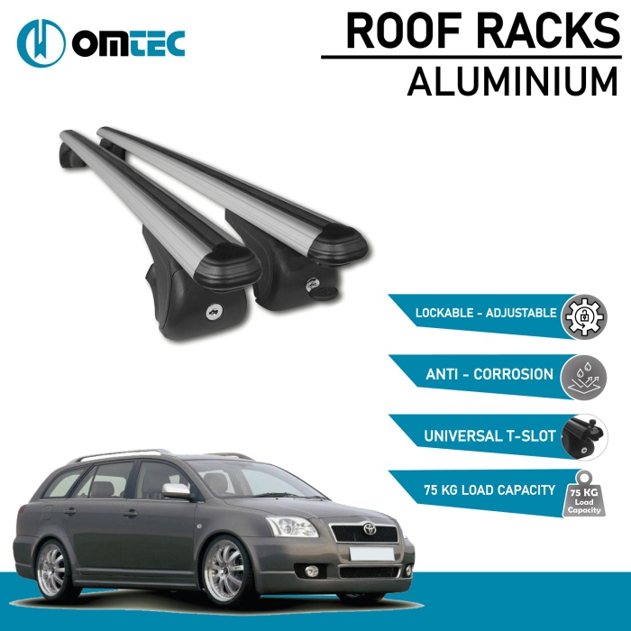 Bare Transversale Toyota Avensis [1998-2008] Omtec Aluminiu - Argintiu - imagine 2