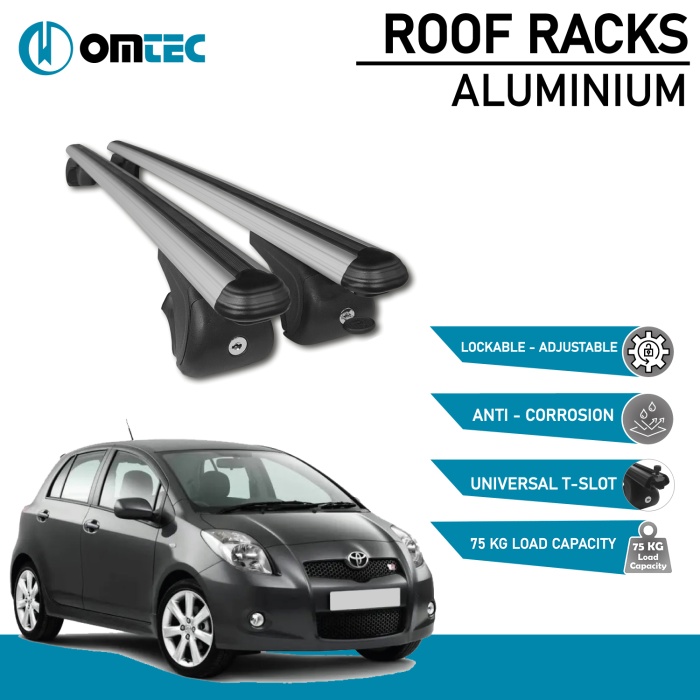 Bare Transversale Toyota Yaris [1999-2005] Omtec Aluminiu - Argintiu - imagine 2
